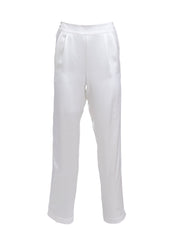Silk Pleated Tuxedo Pants Ivory Evening Elegance