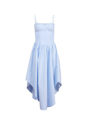 Cotton Poplin Cupped Midi Dress with Corset Inspired Seaming