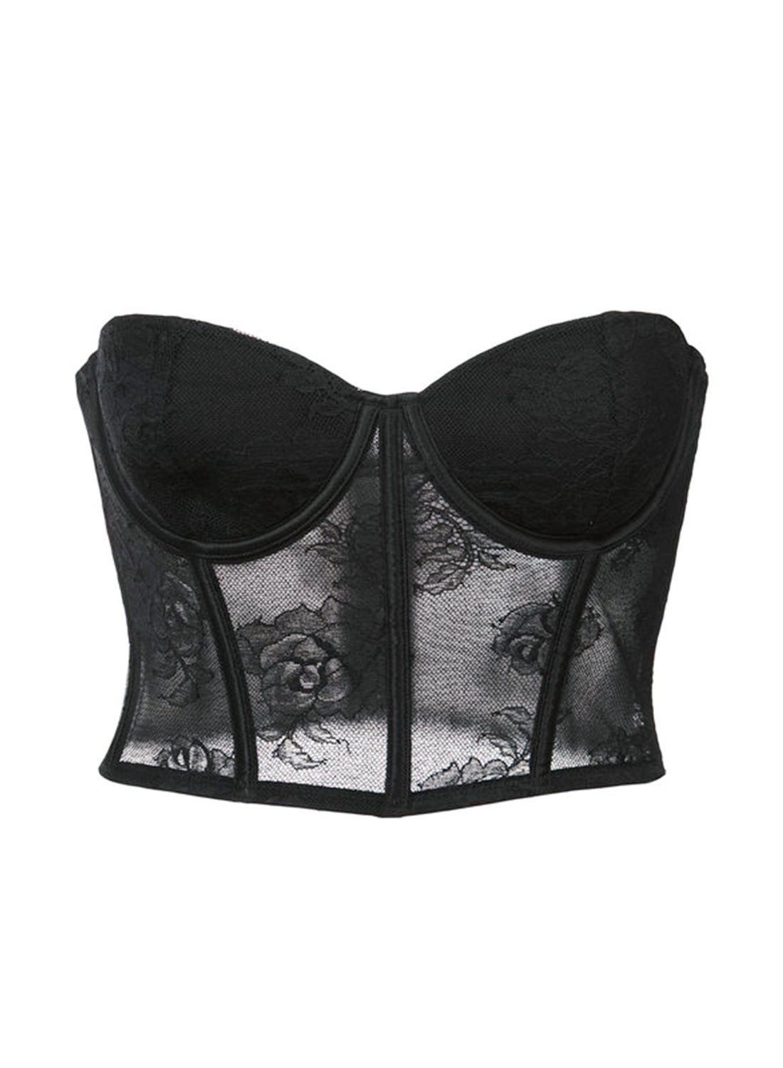 Bouquet Lace Bustier Top Romantic Black Lingerie