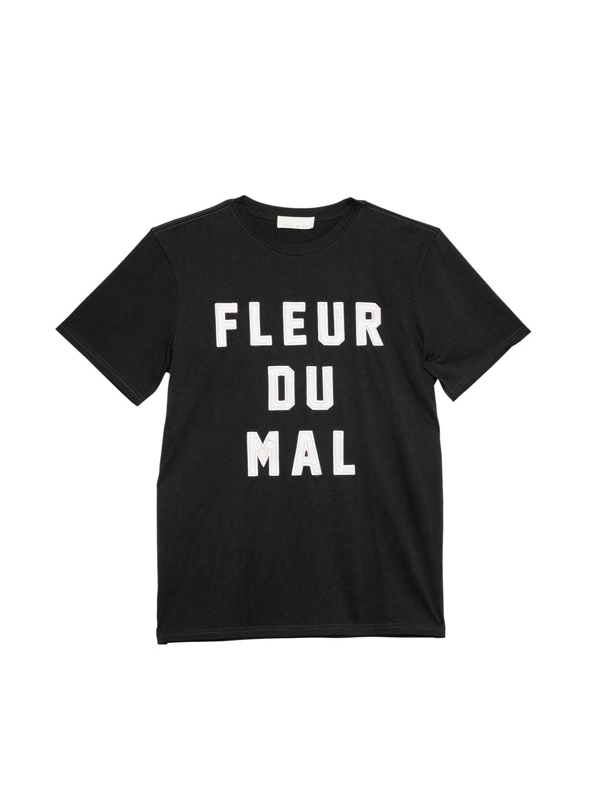 Classic Black Cotton Tee Satin Lettering Relaxed Fit