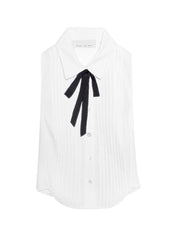 Sleeveless Bib Top with Silk Necktie