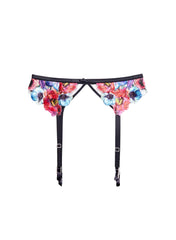 Floral Embroidery Garter Belt Silk Trimmed Lingerie