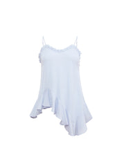 Silk Georgette Top with Asymmetrical Hem