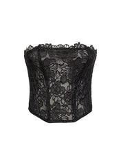 Whitney Embroidery Corset Top Romantic Lace Sheer Tulle
